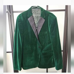 NEW MEN ELEGANT VELVET GREEN BLAZER JACKET SIZE 2XL-44